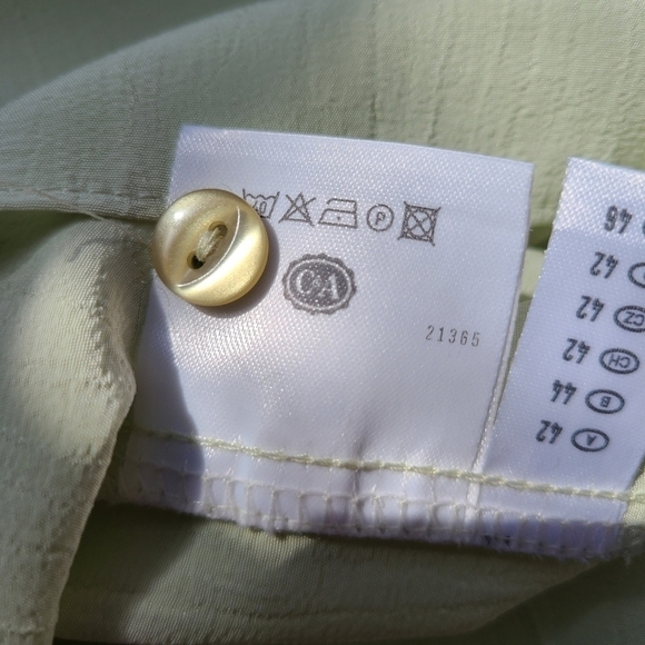 Canda Textured Green Button-down Blouse with Embroidered Collar, Size XL - Picture 9 of 10